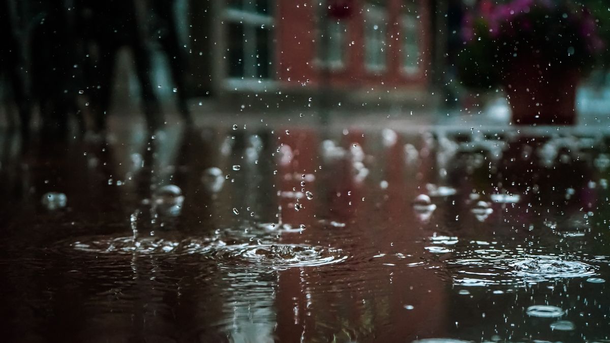 Rain on a shuttered window during monsoon months